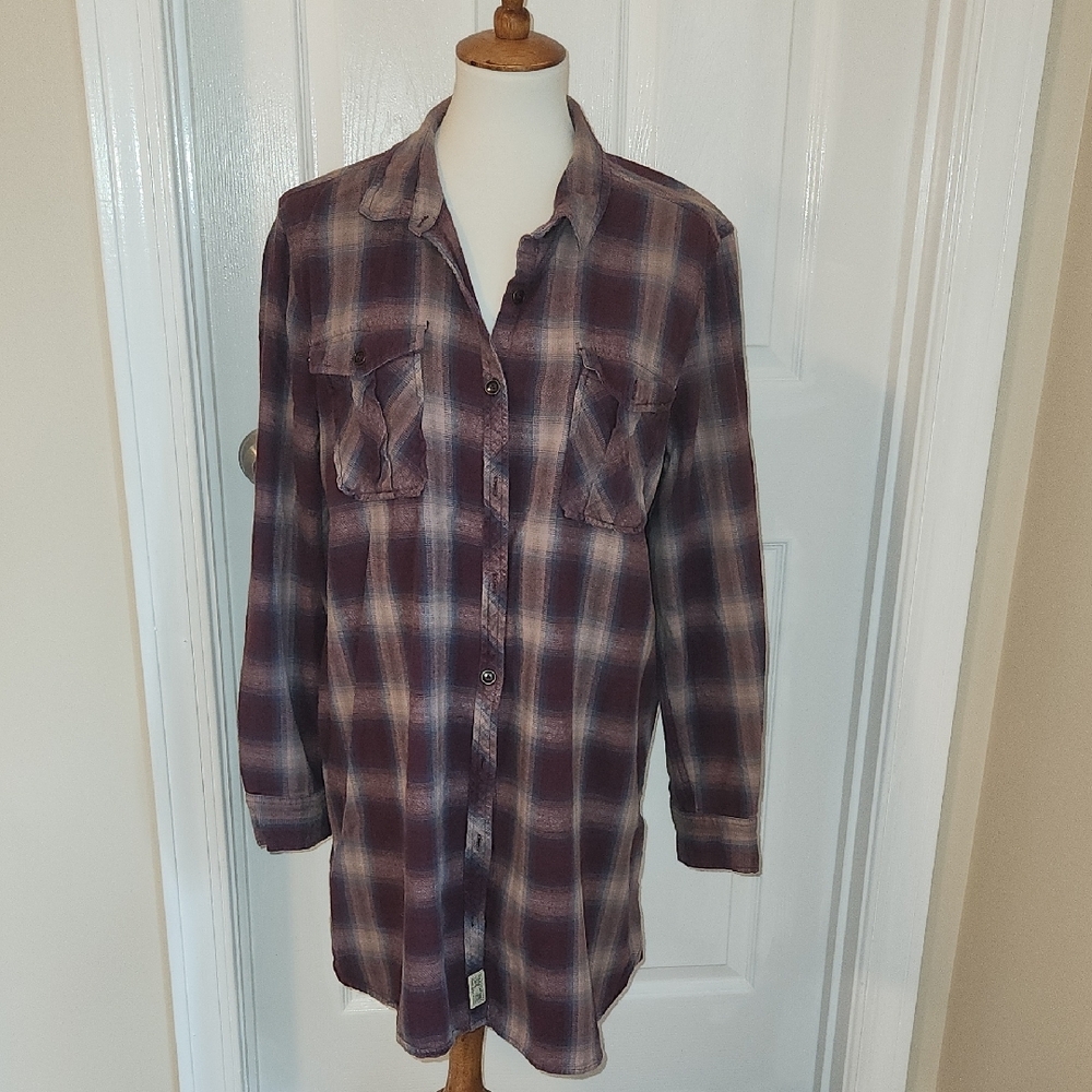 Harley-Davidson Purple Plaid Button Down Shirt Tunic